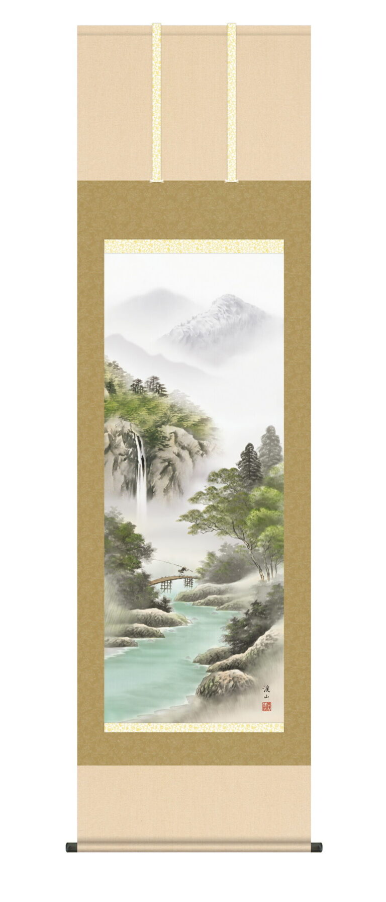 山水画 掛軸／かけじく【山水/尺五】山河望郷（伊藤 渓山）