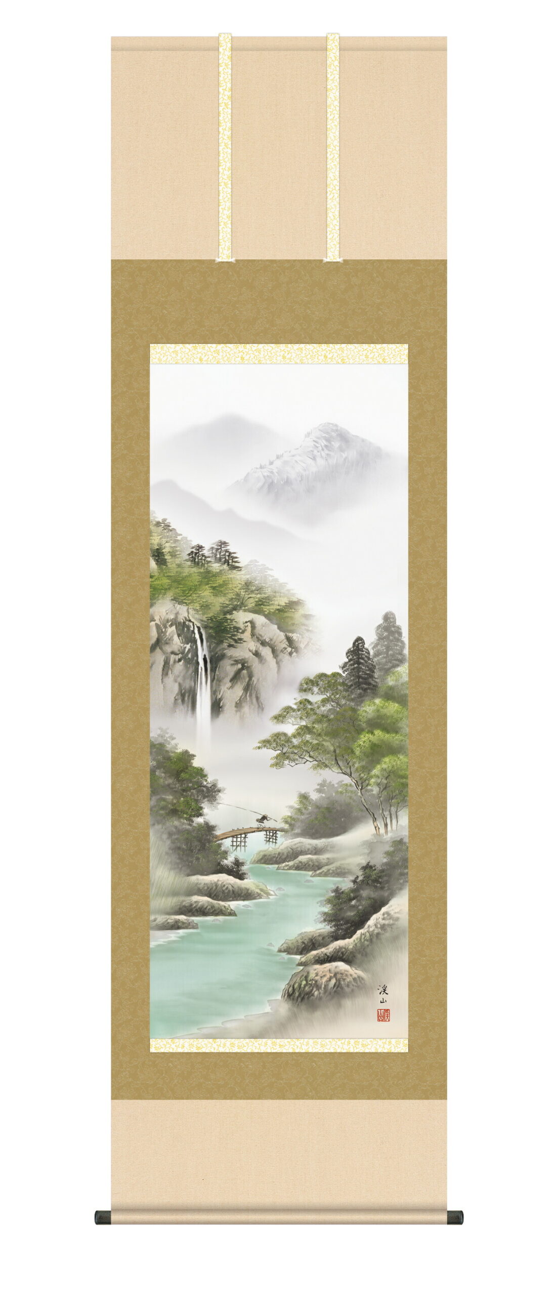 山水画 掛軸／かけじく【山水/尺五】山河望郷（伊藤 渓山） 商品画像
