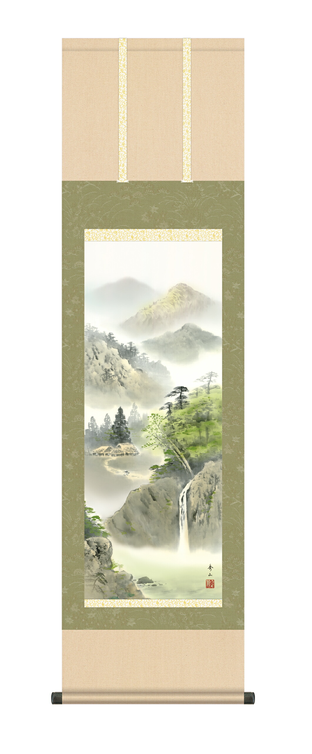 山水画 掛け軸 掛軸 年中掛け緑風水明(鈴村秀山)【尺三幅】 商品画像