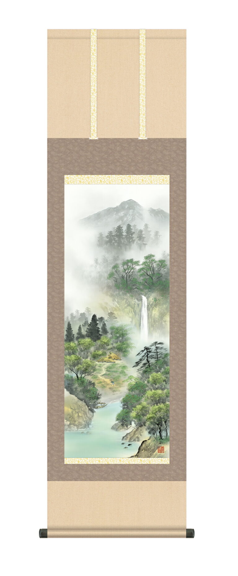 山水画 【掛け軸／掛軸／山水画】秀麗名瀧（伊藤 渓山）