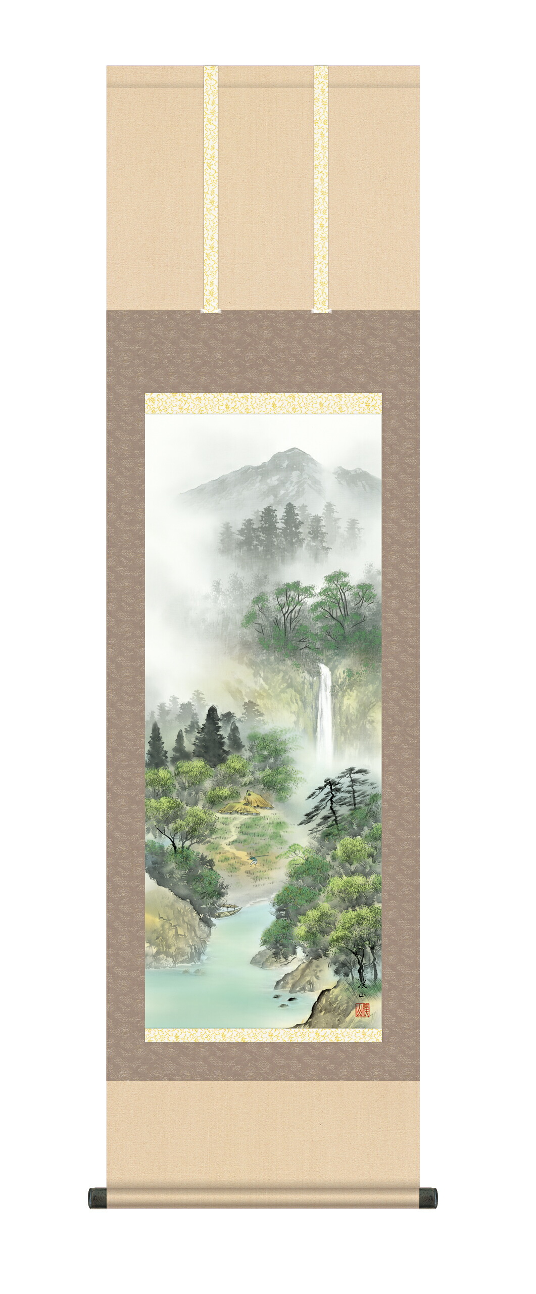 山水画 【掛け軸／掛軸／山水画】秀麗名瀧（伊藤 渓山） 商品画像