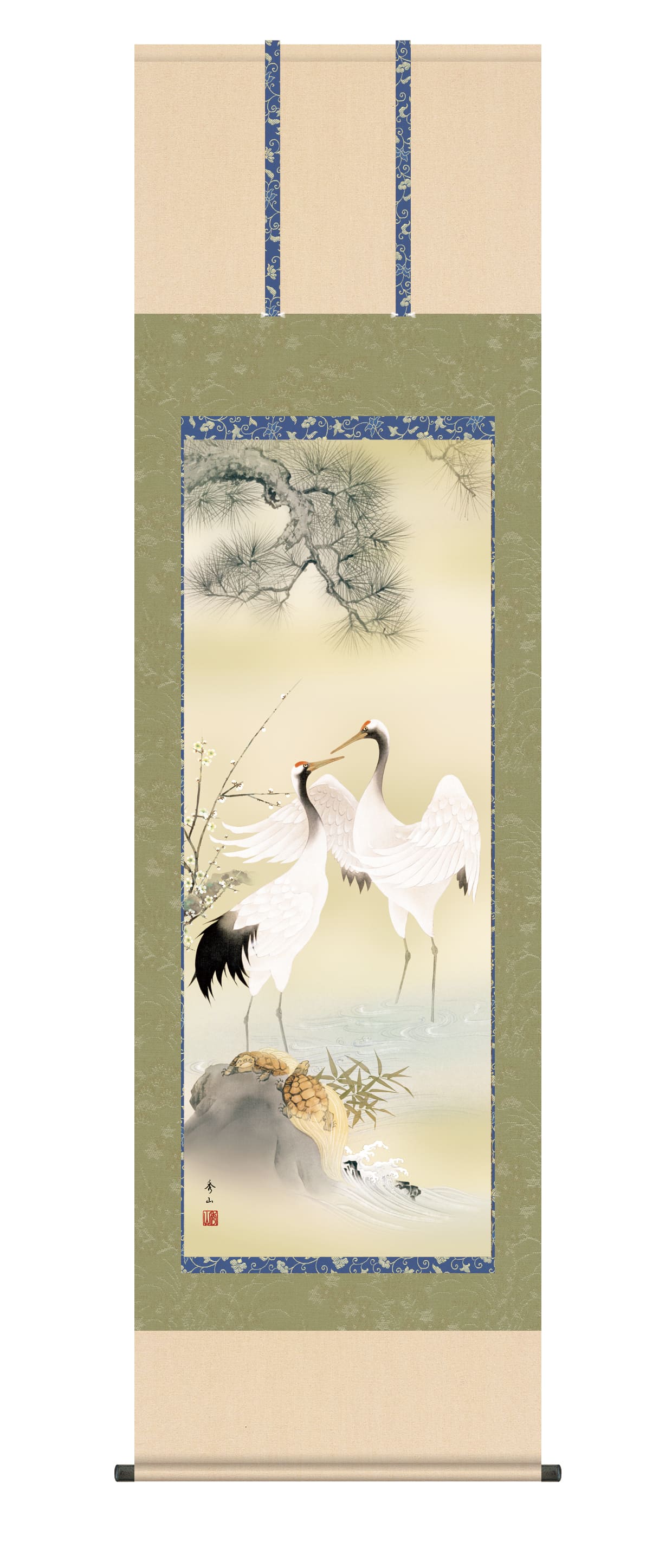 鶴亀 掛軸【鶴亀】松竹梅鶴亀（鈴村 秀山） 商品画像