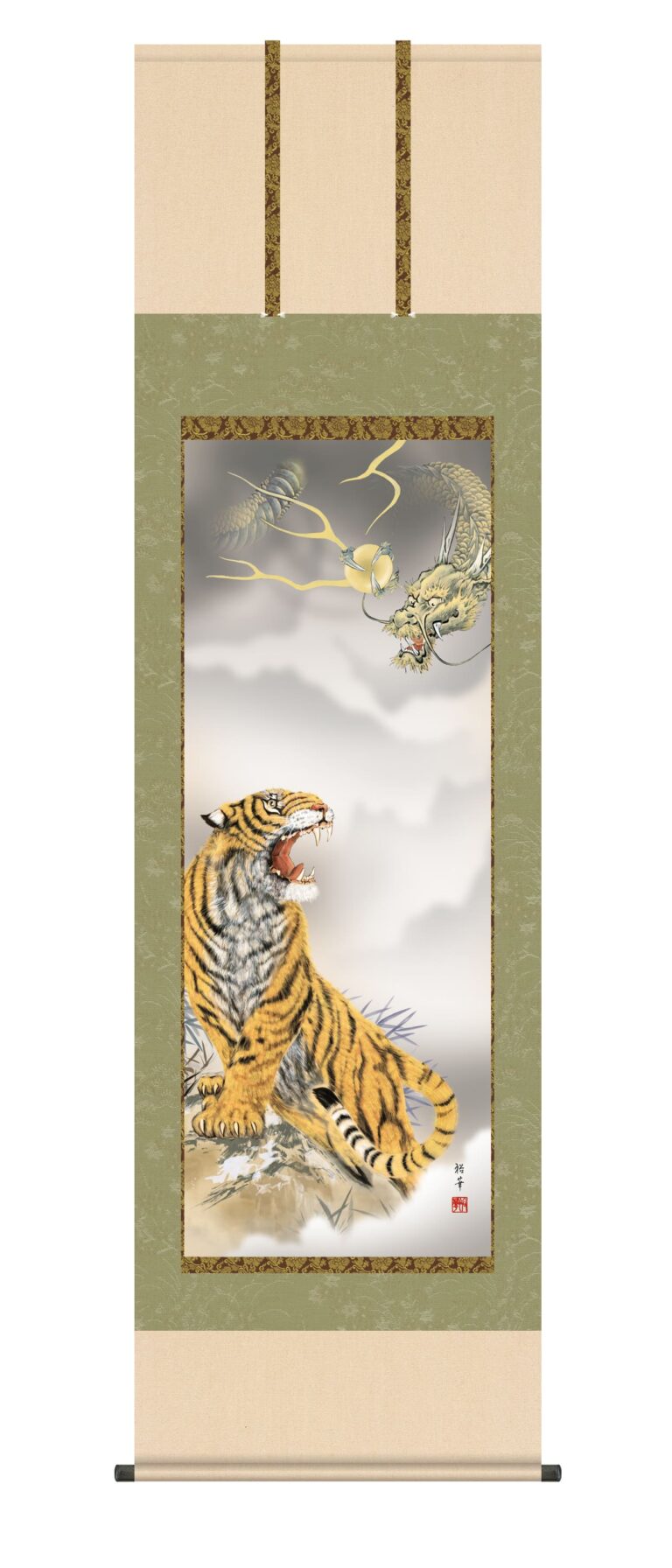 虎・龍 掛軸／かけじく【厄除】龍虎（北条 裕華） 厄除 家運隆盛 トラ 竜