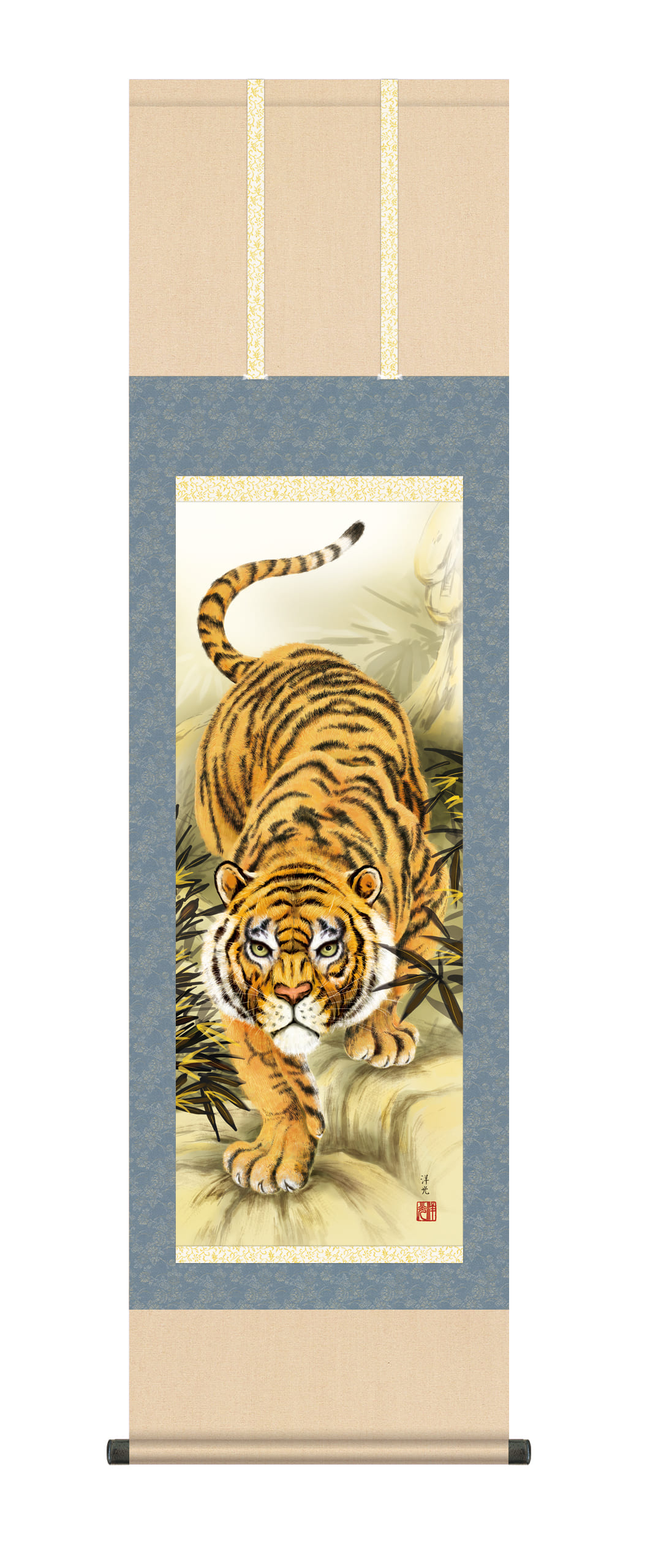 虎・龍 掛軸【虎】 猛虎（井川 洋光）[尺三幅] トラ 厄除 開運 商品画像
