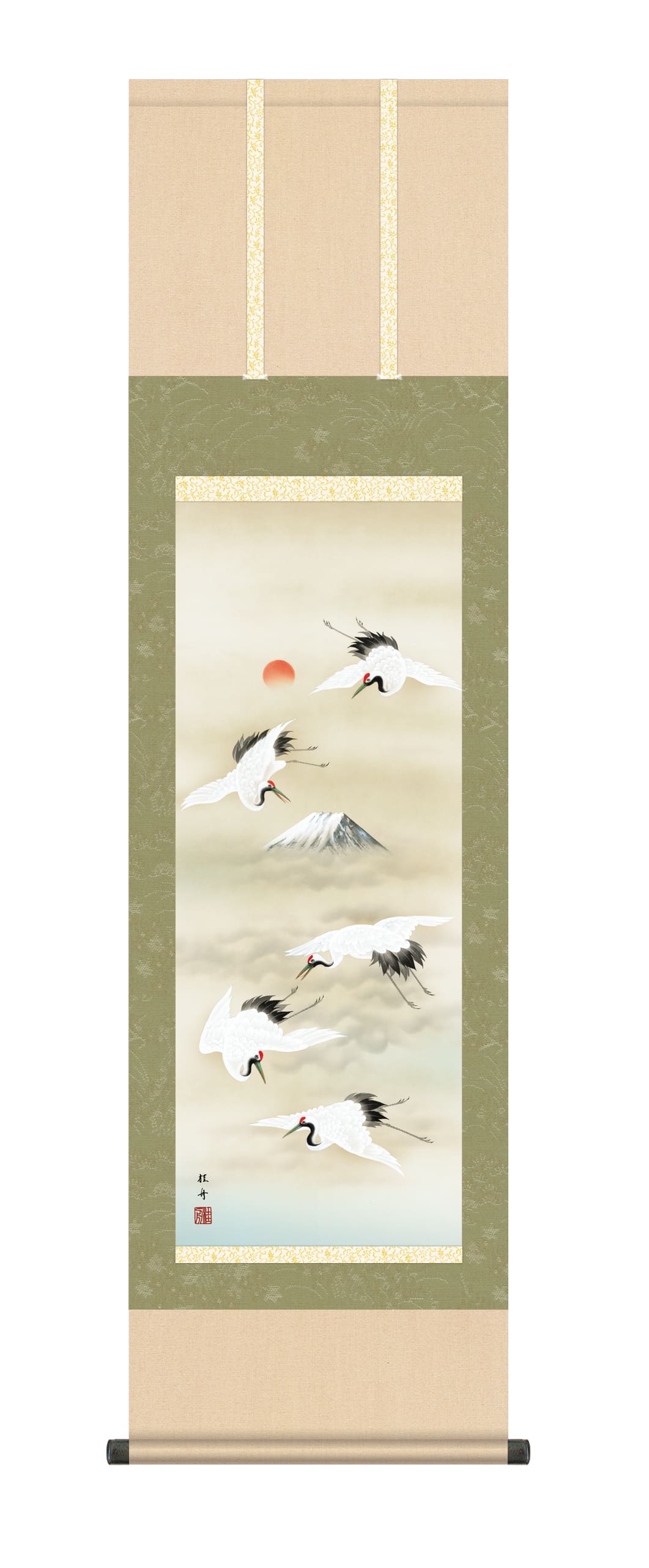鶴亀 掛け軸(掛軸)【尺三幅】富岳飛翔（長江 桂舟） 商品画像