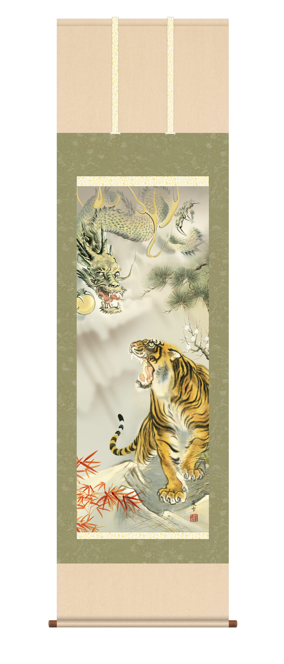 虎・龍 掛軸【開運画】龍虎吉祥乃図（りゅうこきっしょうのず）（濱田 嵐雪） 家運隆盛 開運 龍 虎 厄除… 商品画像