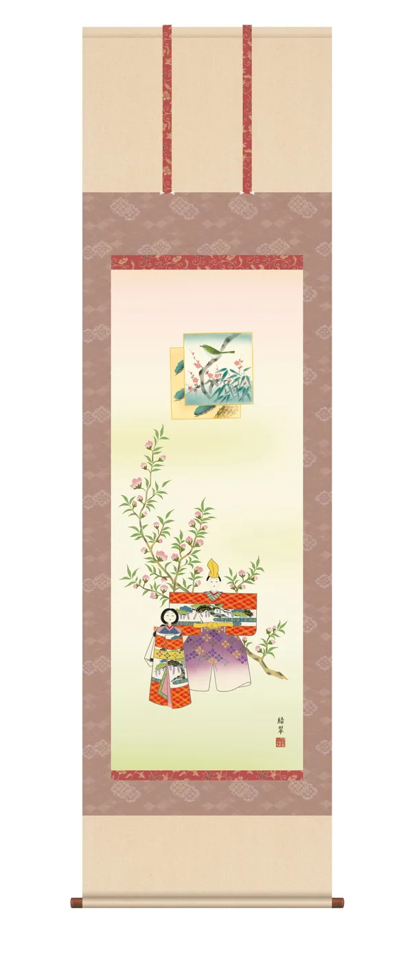 桃の節句・お雛様 掛け軸 掛軸 お雛さま 桃の節句 立雛（香山 緑翠） 送料無料 代引手数料無料