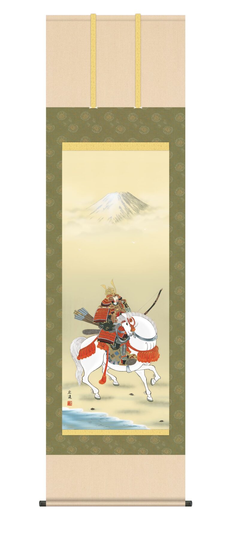 端午の節句 掛軸 馬上武者（田中 広遠） 端午の節句 白馬 富士