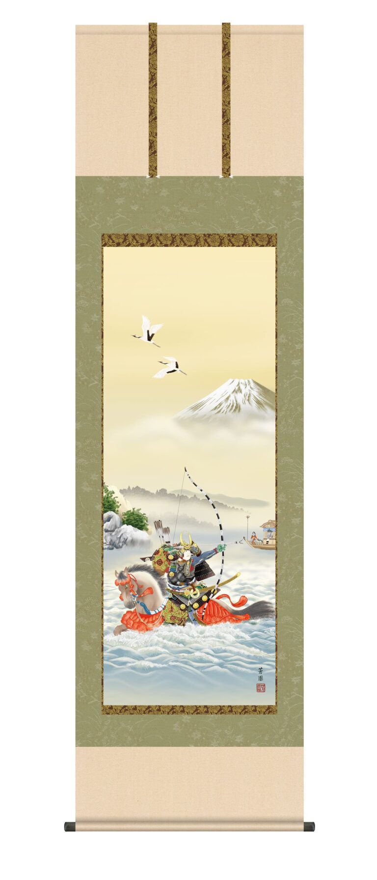端午の節句 掛軸【端午の節句】波上武者 （石田 芳園） 家運隆盛 端午の節句 武者