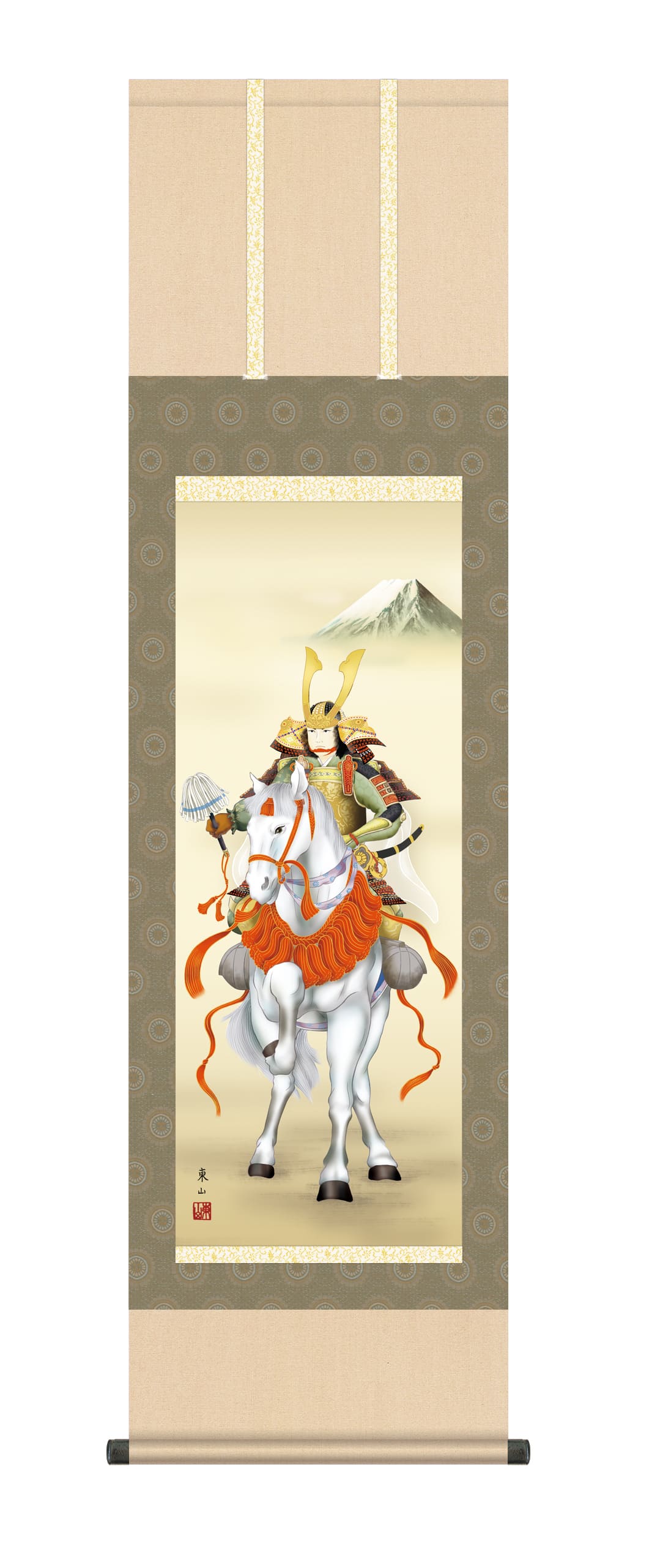 端午の節句 掛軸【武者・節句】【尺三】白馬武者（榎本 東山） 端午の節句 男の子 吉祥軸 初節句 商品画像