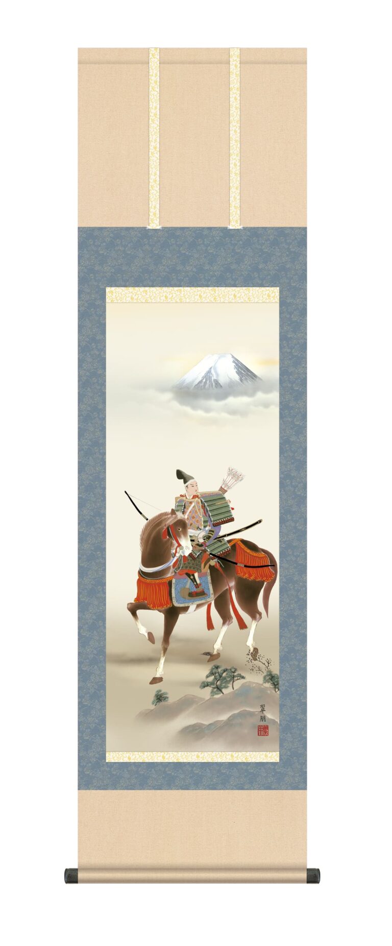 端午の節句 掛け軸(掛軸)【尺三】馬上武者（鈴木 翠朋） 端午の節句 初節句 男の子 武者