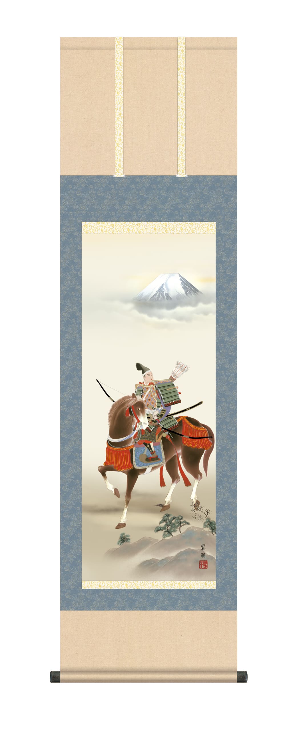 端午の節句 掛け軸(掛軸)【尺三】馬上武者（鈴木 翠朋） 端午の節句 初節句 男の子 武者 商品画像