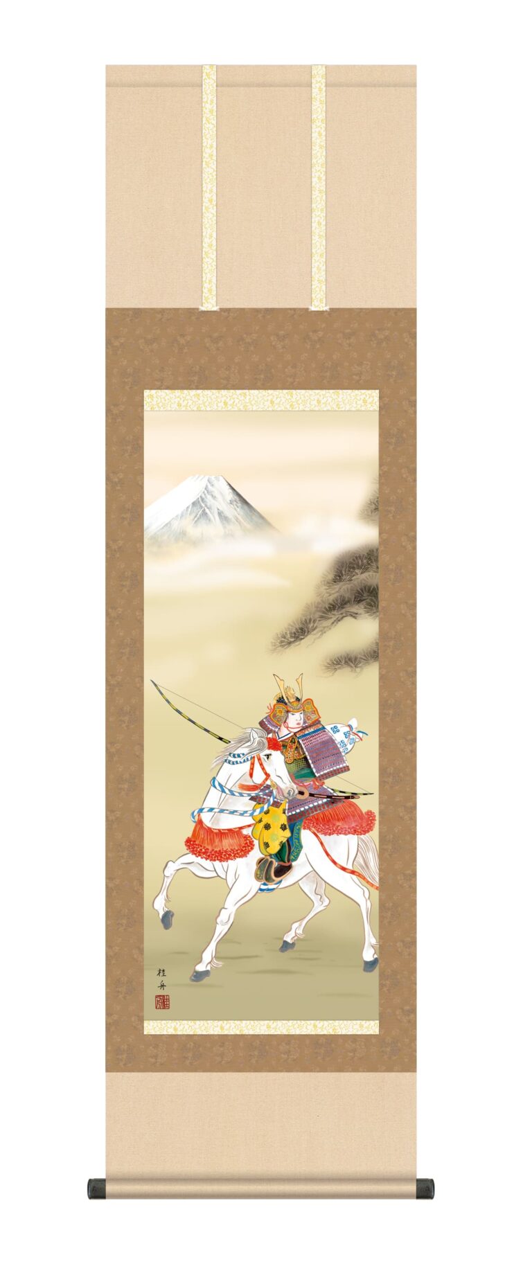 端午の節句 掛け軸(掛軸)【尺三】白馬武者（長江 桂舟） 端午の節句 初節句 男の子 武者