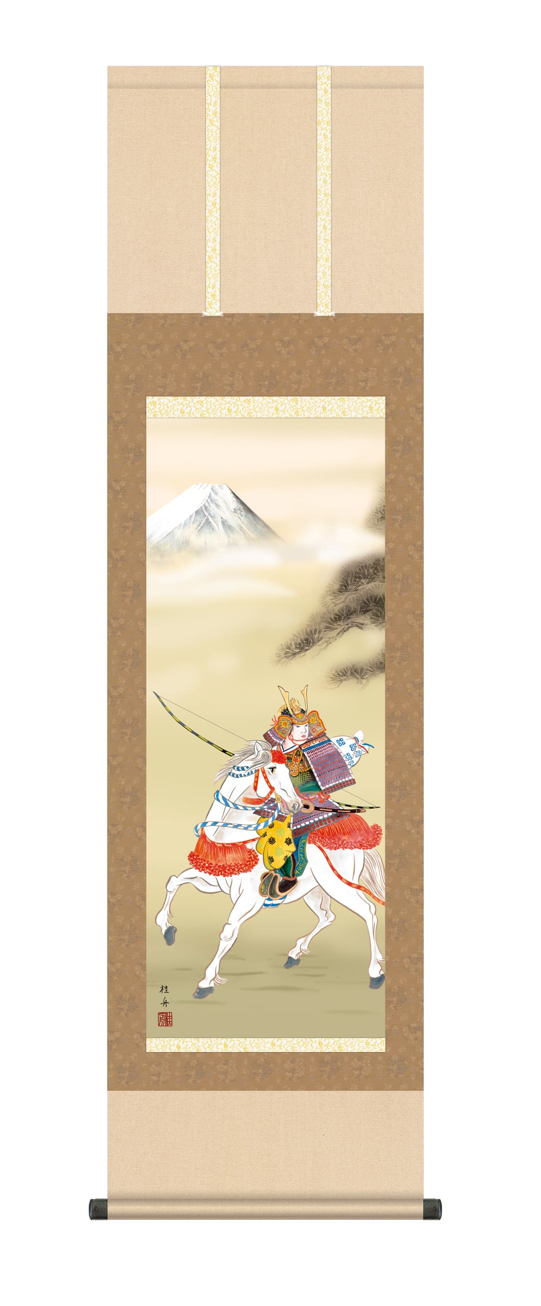 端午の節句 掛け軸(掛軸)【尺三】白馬武者（長江 桂舟） 端午の節句 初節句 男の子 武者 商品画像