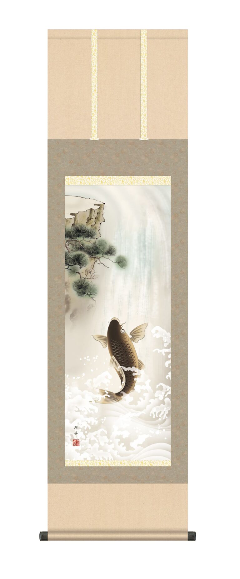 端午の節句 掛け軸(掛軸)【尺三】昇鯉（長江 桂舟） 出世栄達 端午の節句