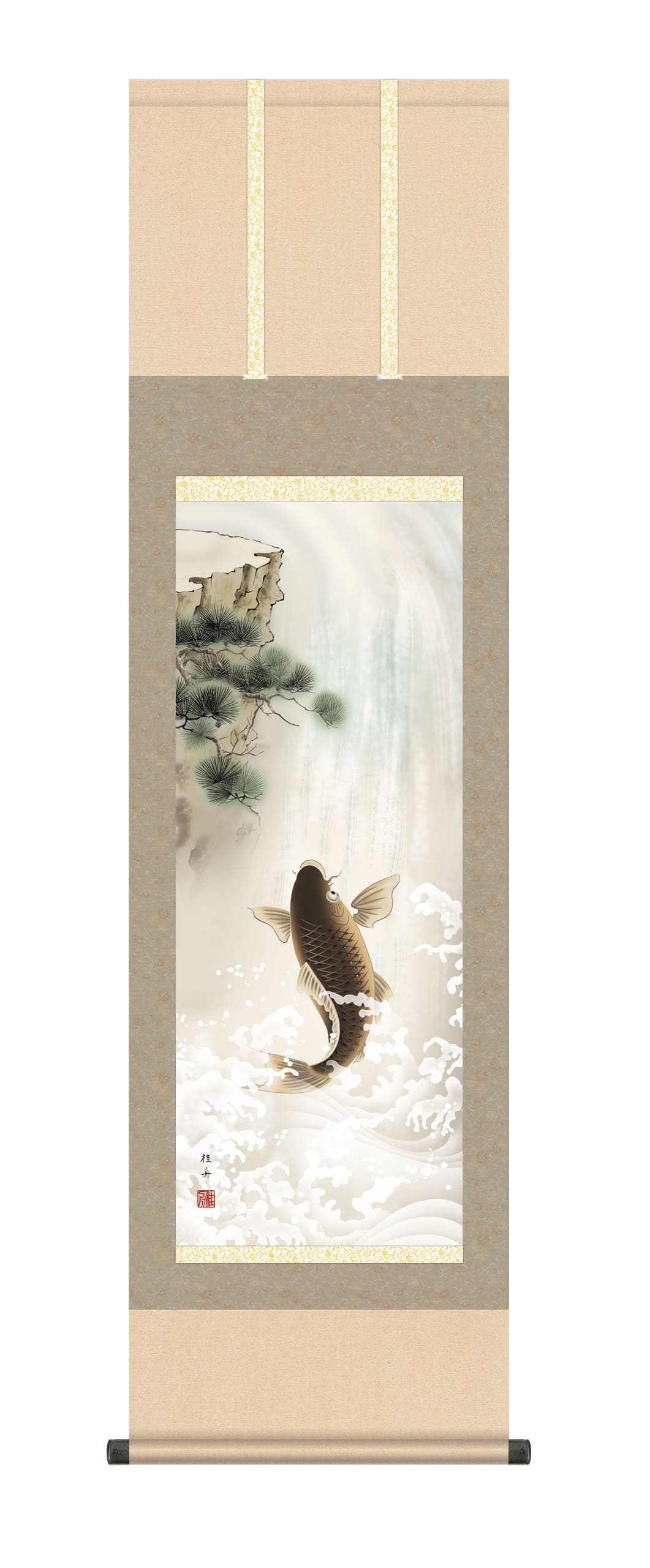 端午の節句 掛け軸(掛軸)【尺三】昇鯉（長江 桂舟） 出世栄達 端午の節句 商品画像