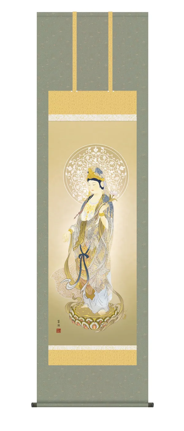 観音 掛け軸 掛軸 観音様聖観音(鈴木 翠朋) 仏事画 行事飾り 逸品 送料無料 代引手数料無料