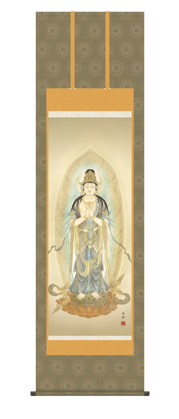 観音 掛け軸 掛軸 観音様聖観音（中山 雪邨） 仏事画 行事飾り 観音 送料無料 代引手数料無料