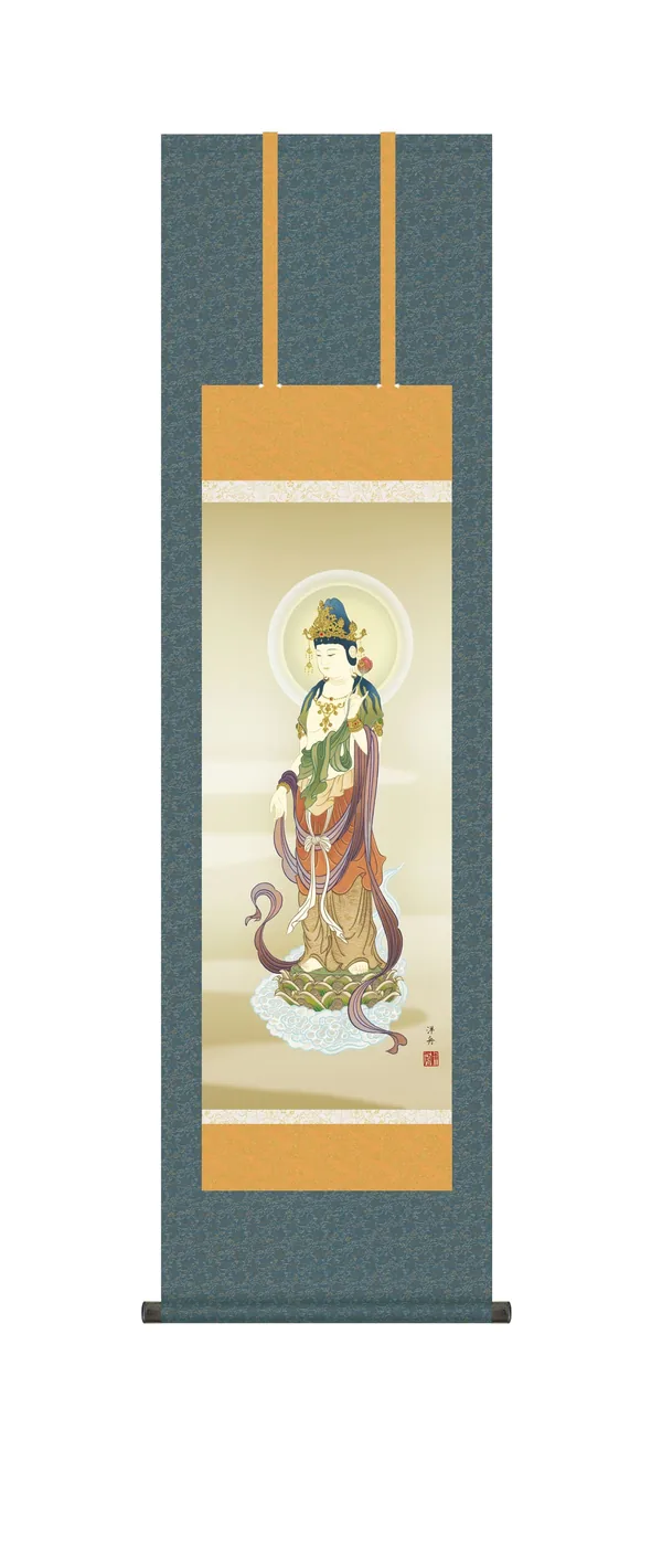 観音 掛け軸(掛軸)【尺三幅】 雲上観音（小野 洋舟） 仏事画 行事飾り 観音様
