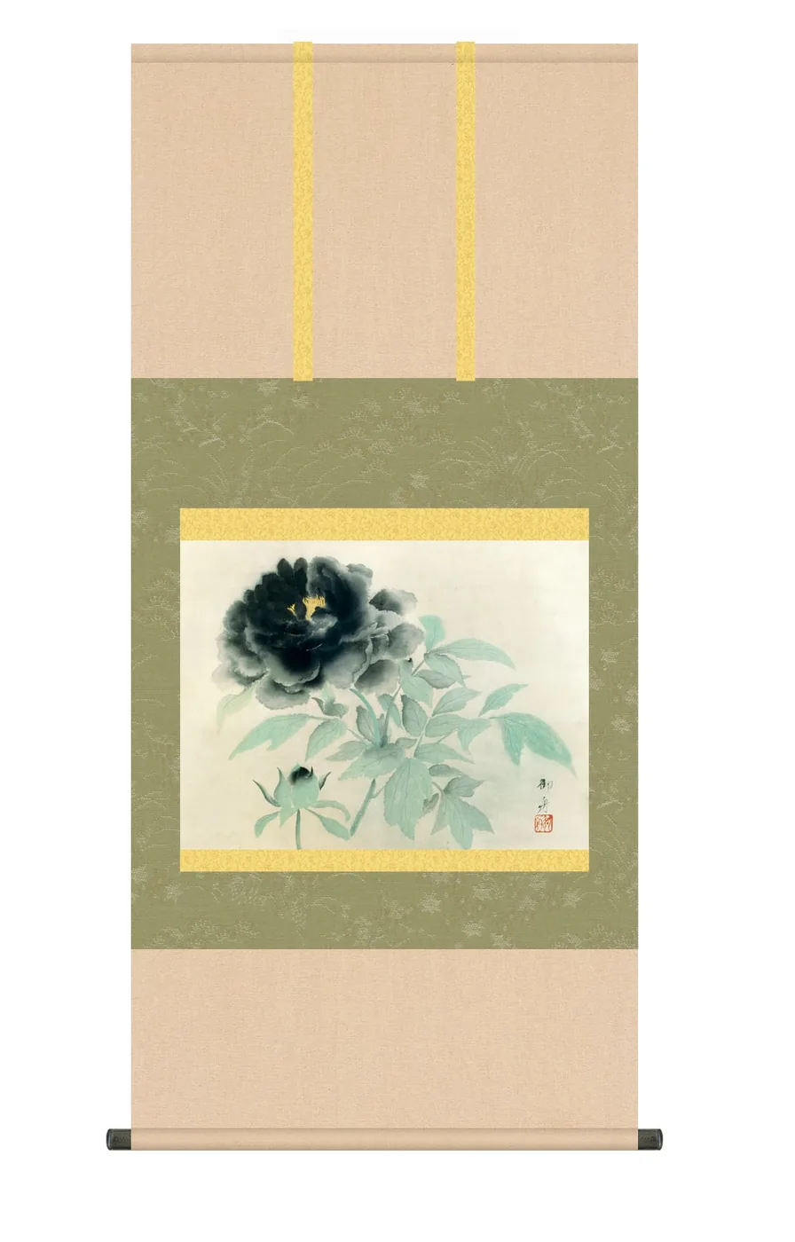 その他 掛け軸(掛軸)【尺五】 墨牡丹（すみぼたん）（速水御舟）【複製】 名画 複製 日本製 速水 御舟… 商品画像
