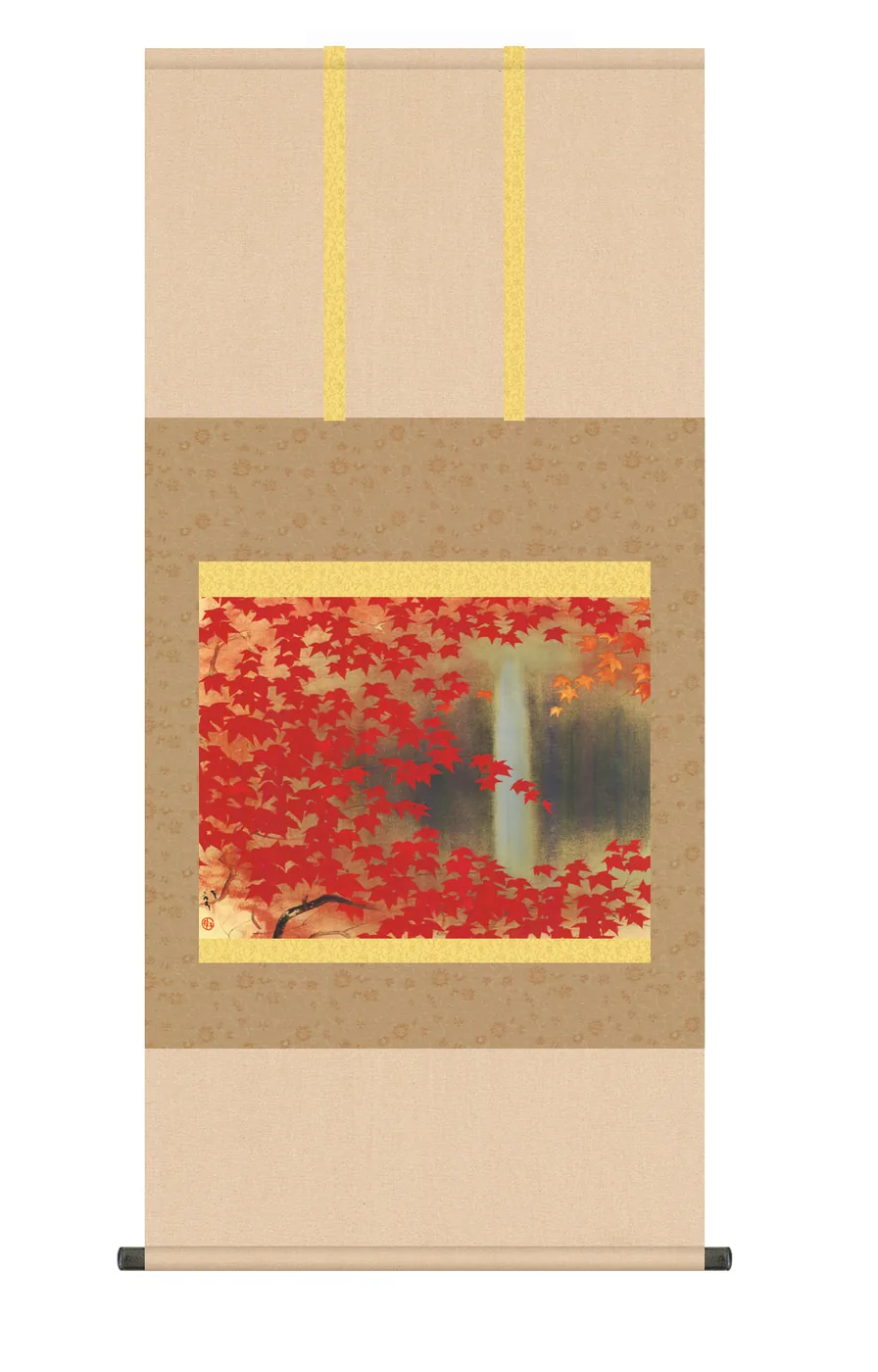 その他 掛け軸(掛軸)【尺五】 滝に紅葉（川端龍子）【複製】 名画 複製 日本製 川端 龍子 もみじ 秋 商品画像