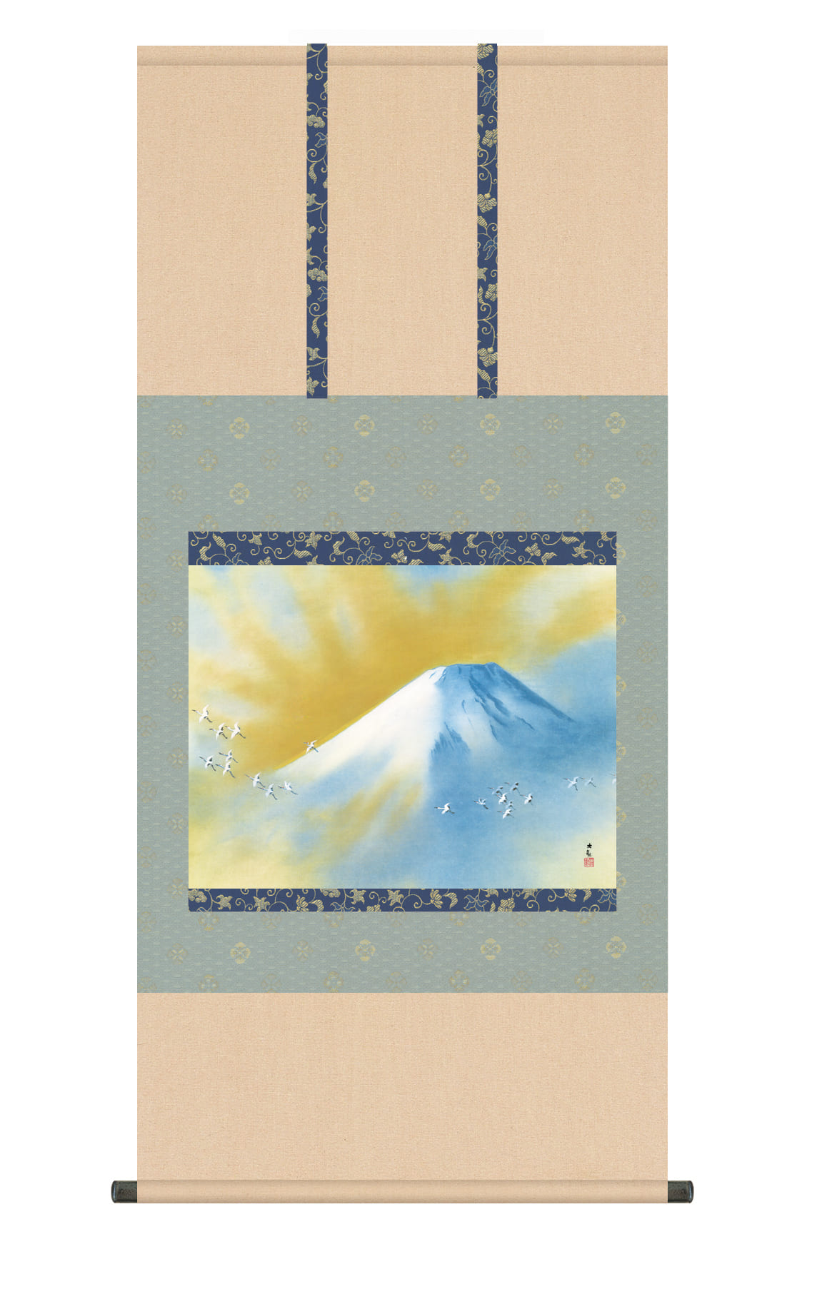 富士山 掛け軸(掛軸)【尺五】 霊峰飛鶴（横山大観）【複製】 名画 複製 日本製 富士山 商品画像