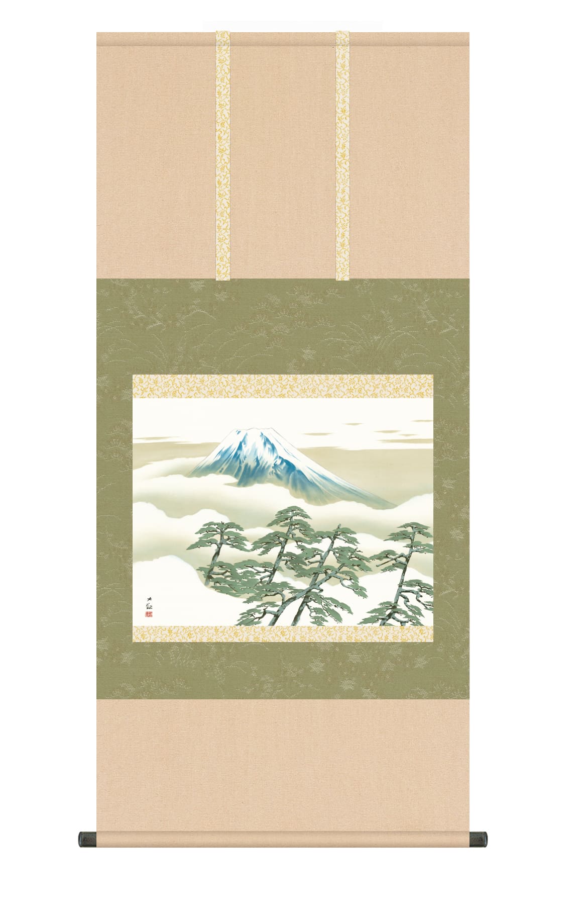 富士山 掛け軸(掛軸)【尺五】 松に富士（横山大観）【複製】 名画 複製 日本製 富士山 松 商品画像