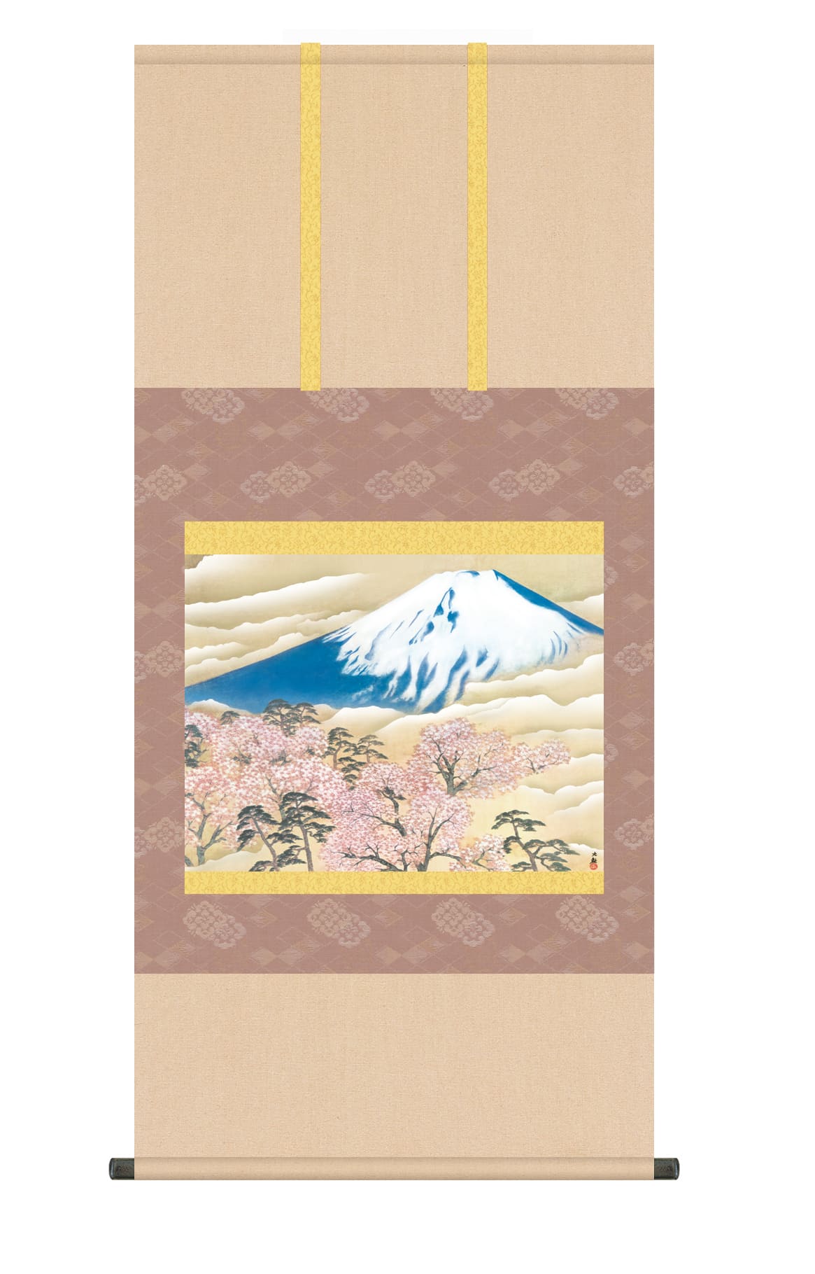 富士山 掛け軸(掛軸)【尺五】 富士と桜図（横山大観）【複製】 名画 複製 日本製 富士山 桜 商品画像