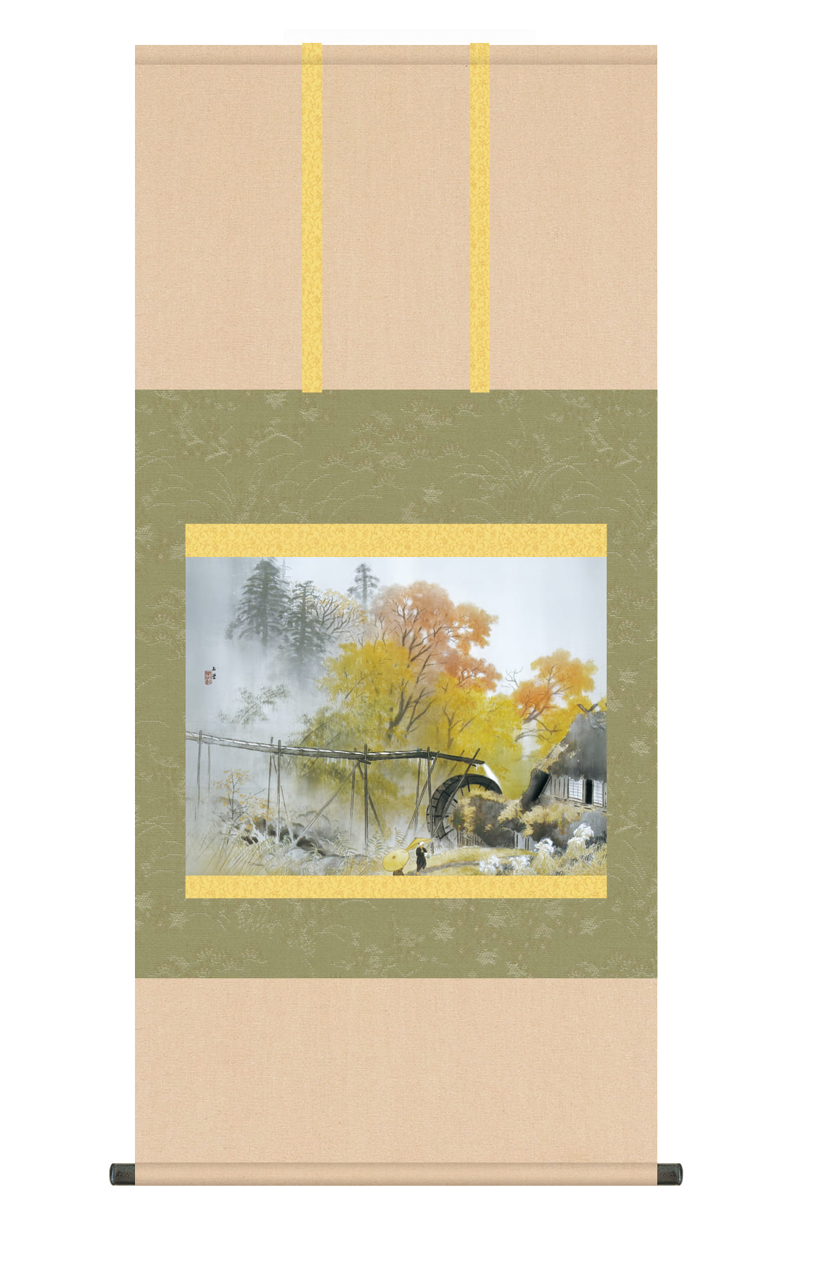 山水画 掛け軸(掛軸)【尺五】 彩雨（さいう）（川合玉堂）【複製】 名画 複製 日本製 川合 玉堂 秋 商品画像