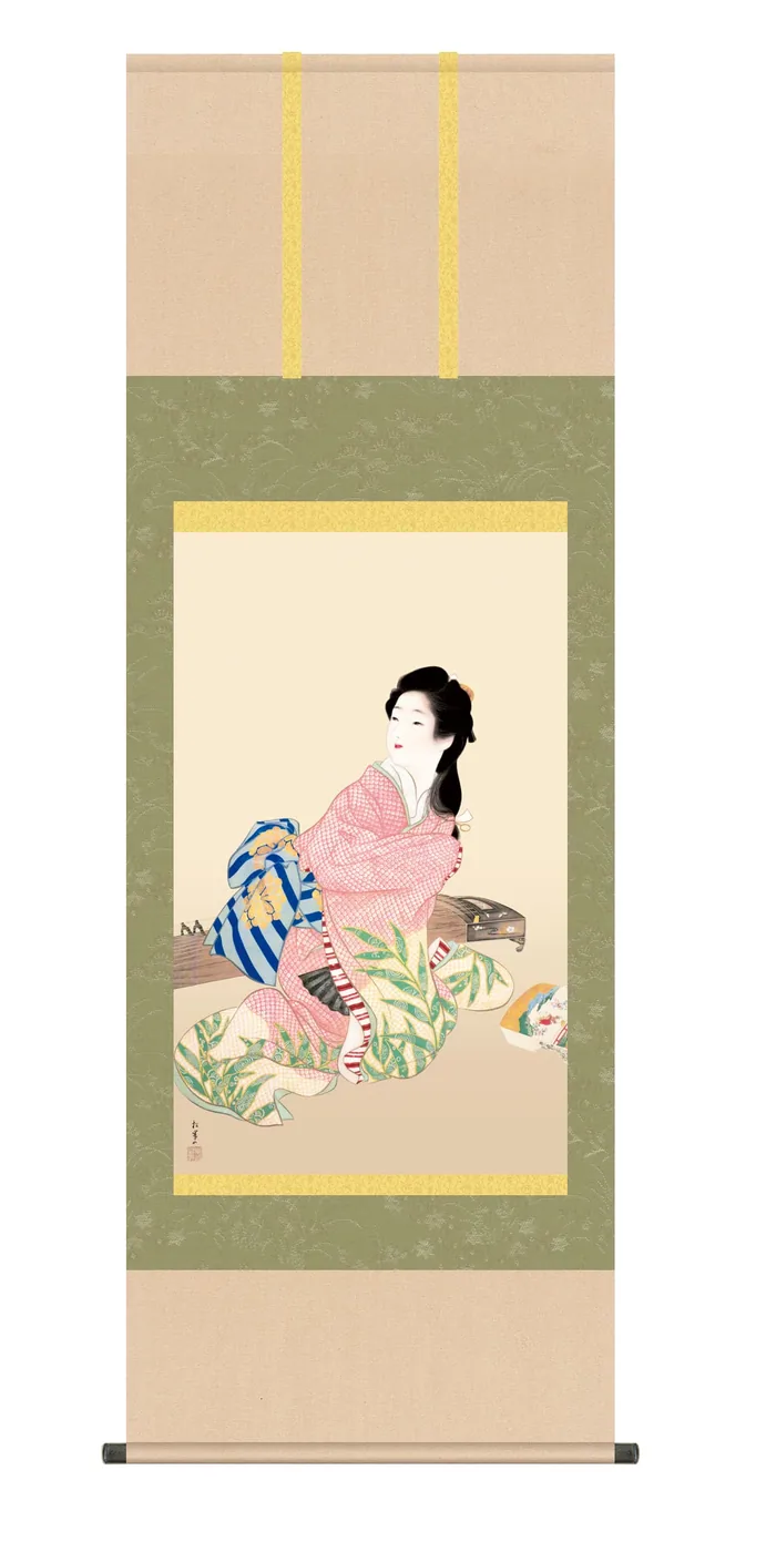 その他 掛け軸(掛軸)【尺五】 娘深雪（むすめみゆき）（上村松園）【複製】 名画 複製 日本製 上村 松…