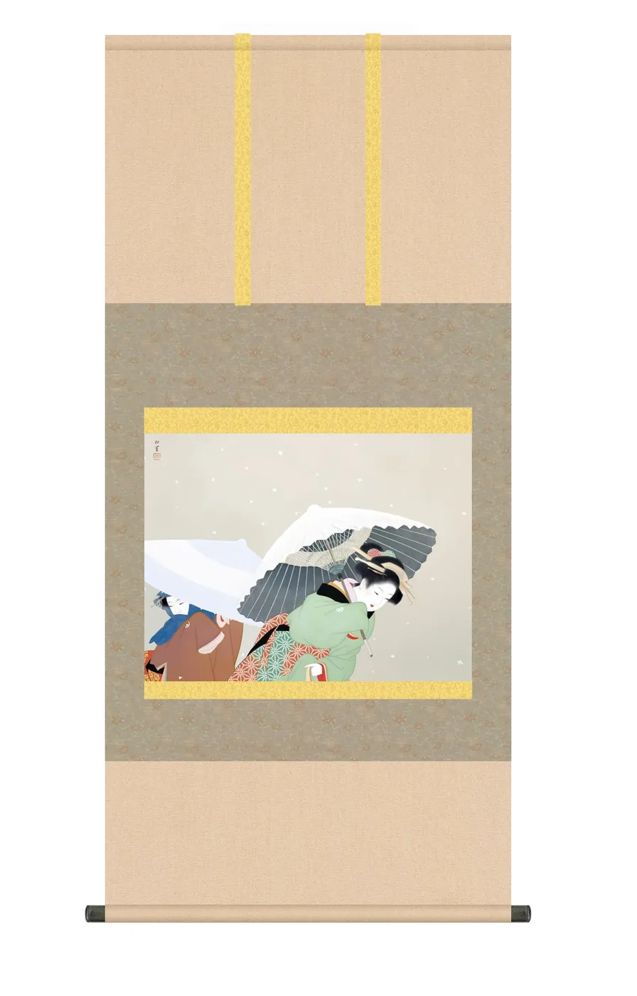 その他 掛け軸(掛軸)【尺五】 牡丹雪（ぼたんゆき）（上村松園）【複製】 名画 複製 日本製 上村 松園… 商品画像