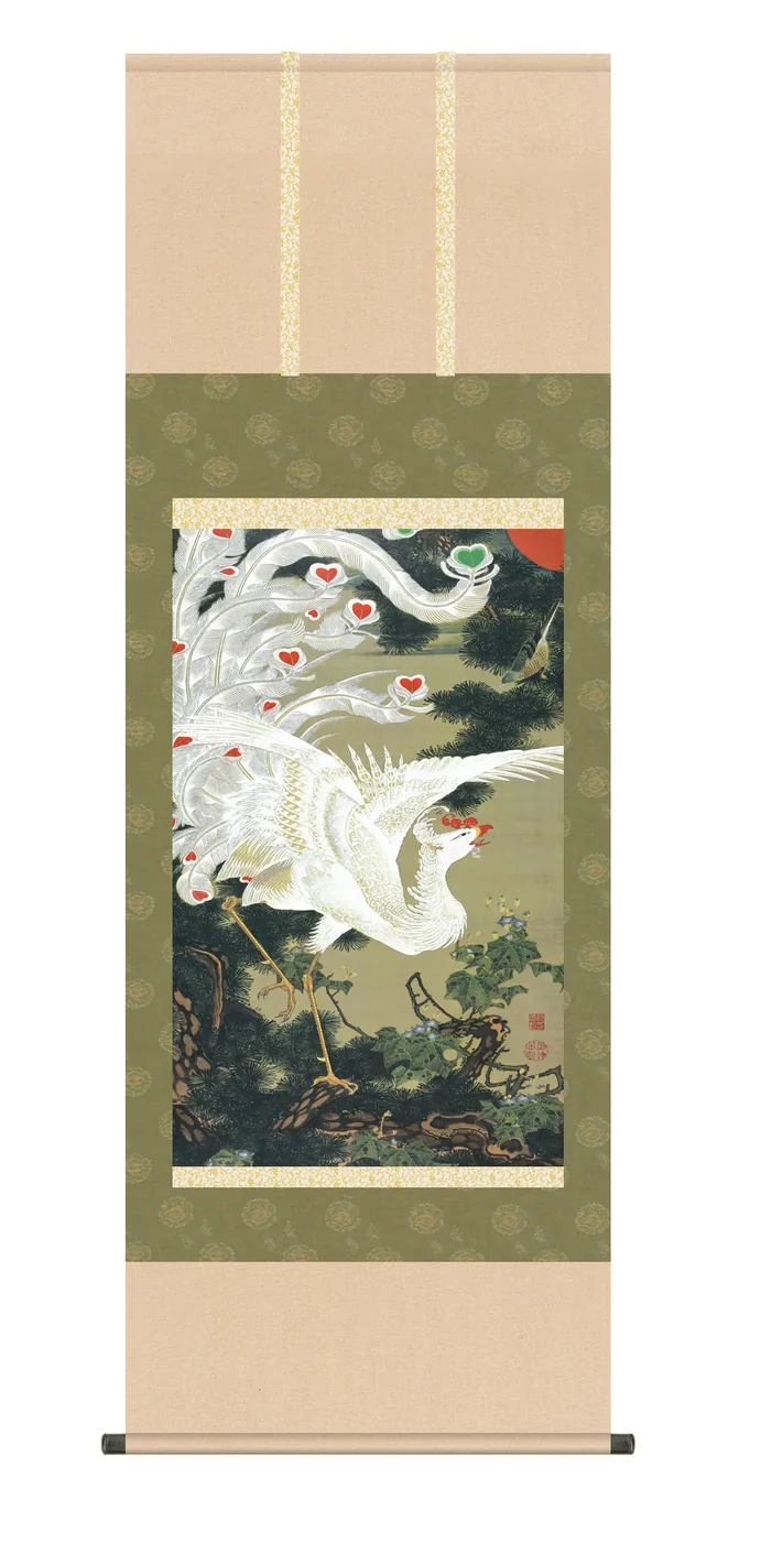 その他 掛け軸【尺五】 老松白鳳図（ろうしょうはくほうず）（伊藤若沖）【複製】 床の間 モダン 巨匠 名…