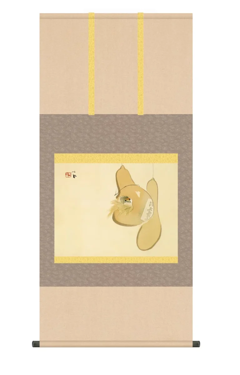 その他 掛け軸(掛軸)【尺五】 すずめのお宿（竹内栖鳳）【複製】 名画 複製 日本製 竹内 栖鳳 瓢箪 …