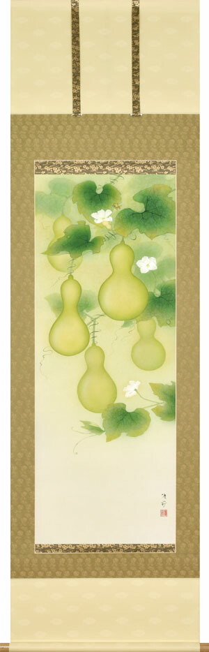 花鳥画 掛け軸 福々六瓢之図(鈴木優莉) 年中掛け 春夏秋冬 瓢箪 無病 子孫繁栄 商品画像