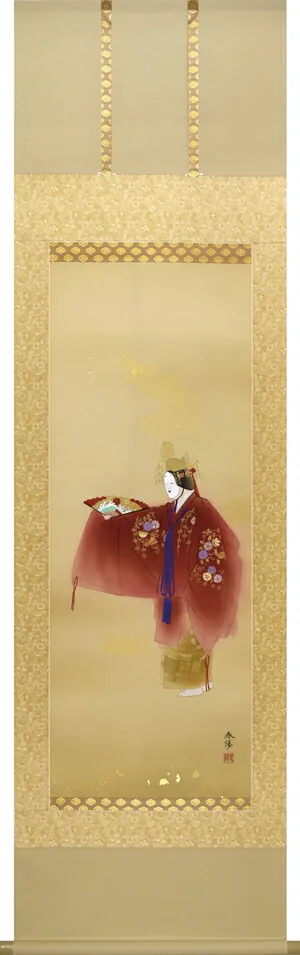 その他 掛け軸 吉祥羽衣図(金武春陽) 慶事 床の間 高砂 肉筆【桐箱収納】