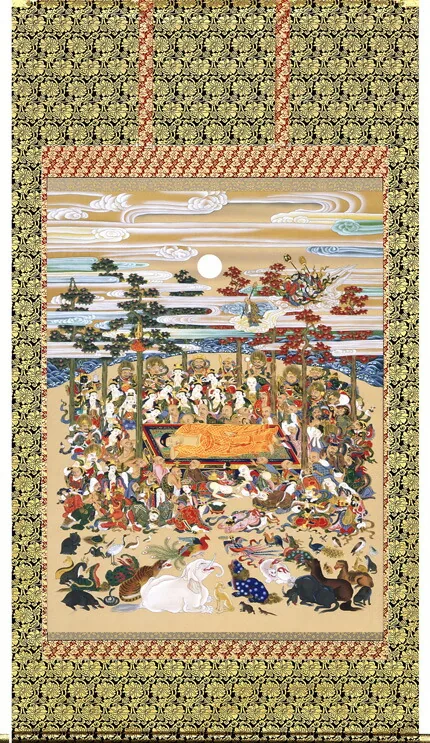 仏用その他 掛軸 釈迦涅槃図（松井 翔雲） 桐箱収納 お盆 お彼岸 肉筆 ニルヴァーナ 三尺立
