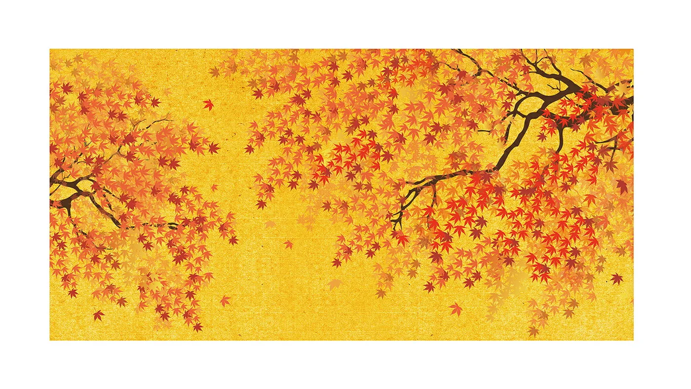 デザイン屏風 ミニ屏風 紅葉 (木製・出力紙) 屏風 インテリア ミニ もみじ 日本製 二曲 小屏風海外お土産… 商品画像