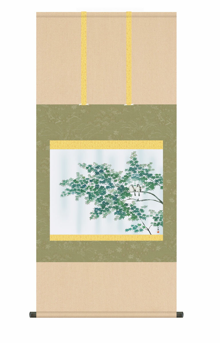 花鳥画 掛け軸(掛軸)【尺五】 緑雨（横山大観）【複製】 床の間 モダン 巨匠 名画 複製画 和室 掛物… 商品画像
