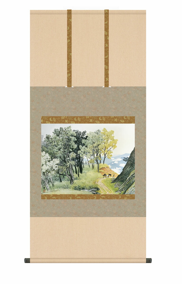 山水画 掛け軸(掛軸)【尺五】 山雨一過（川合玉堂）【複製】 床の間 モダン 巨匠 名作 名画 複製画 …