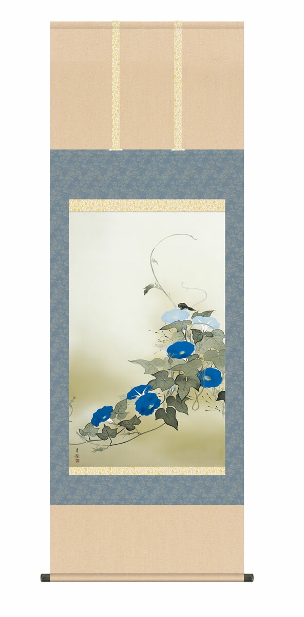 花鳥画 掛け軸【尺五】 朝顔（小林古径）【複製】床の間 モダン 巨匠 名作 和室 掛物 名画 複製画 日…