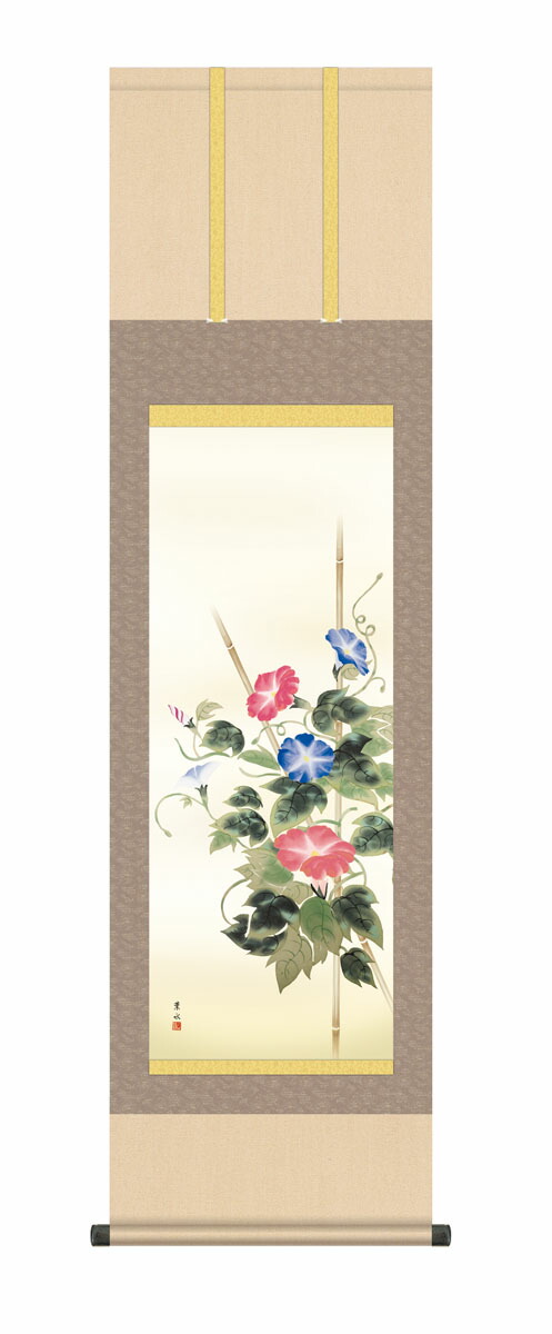 花鳥画 【掛け軸／掛軸／花鳥画】朝顔（緒方 葉水）夏掛け 夏飾り あさがお アサガオ 清涼感 家庭円満 … 商品画像