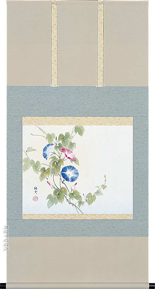 花鳥画 掛け軸 朝顔(佐藤 純吉) 夏 アサガオ
