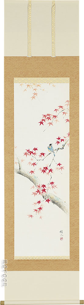 花鳥画 掛軸 紅葉に小禽（佐藤 桂三）