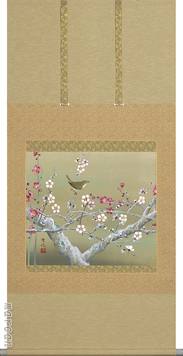 花鳥画 期間限定 厳選お買い得掛け軸掛け軸／掛軸 紅白梅に鶯（神田 有記）