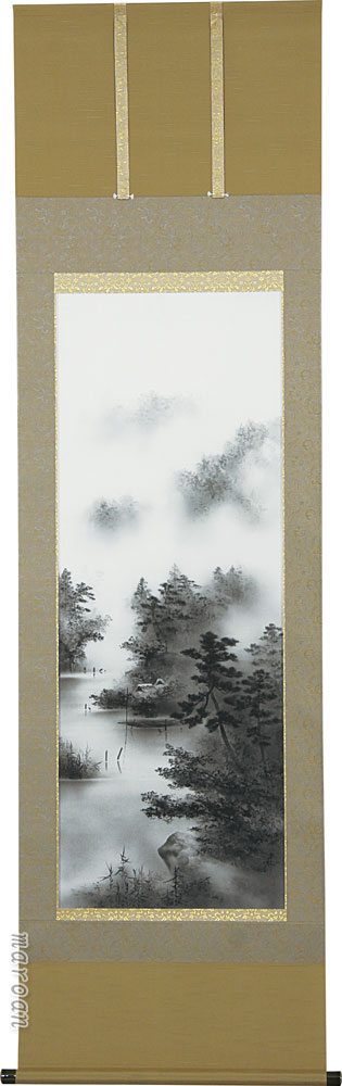 山水画 掛け軸 水墨山水(中沢勝)風景画・大自然の景色