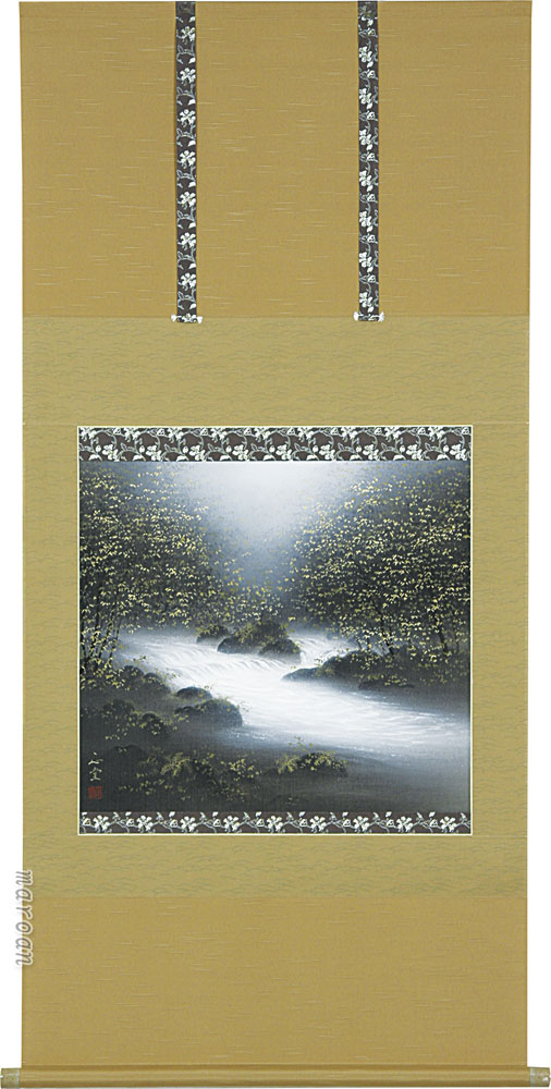 山水画 掛軸 渓流（美濃 正堂）
