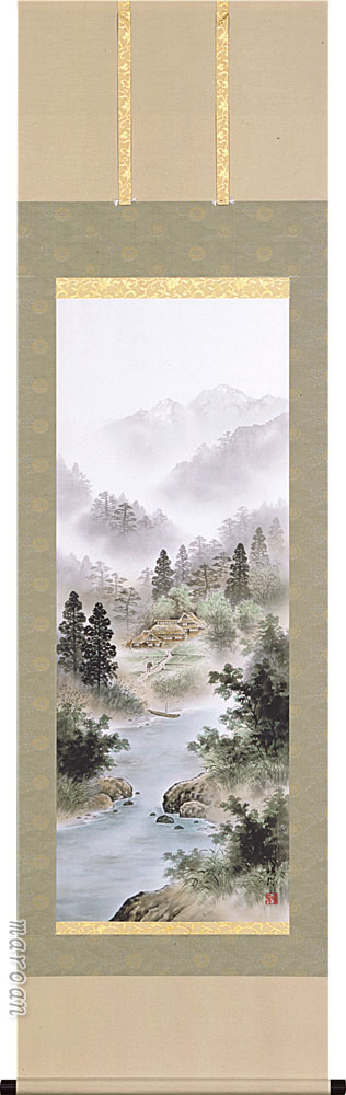山水画 掛け軸 彩色山水(太田 瑛弥)年中掛け・新築祝い