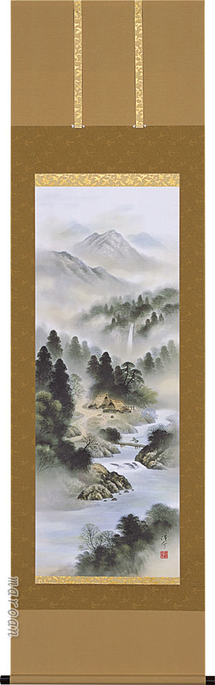 山水画 掛け軸 開運四神山水(中島 洋介)年中掛け・開運