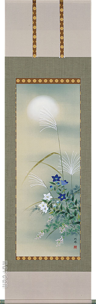 花鳥画 掛け軸 秋草(北沢 利輝)