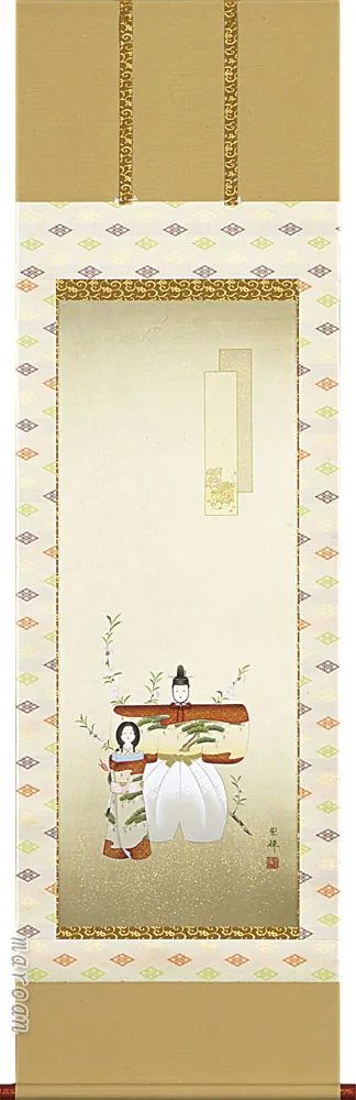 桃の節句・お雛様 掛け軸 立雛(金武 翠輝)桃の節句・お雛様